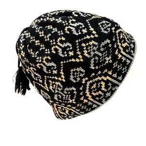 Merkley Beanie Toque Wool Knit Ski Hat Tassel Nordic Blue Made in Canada Vintage